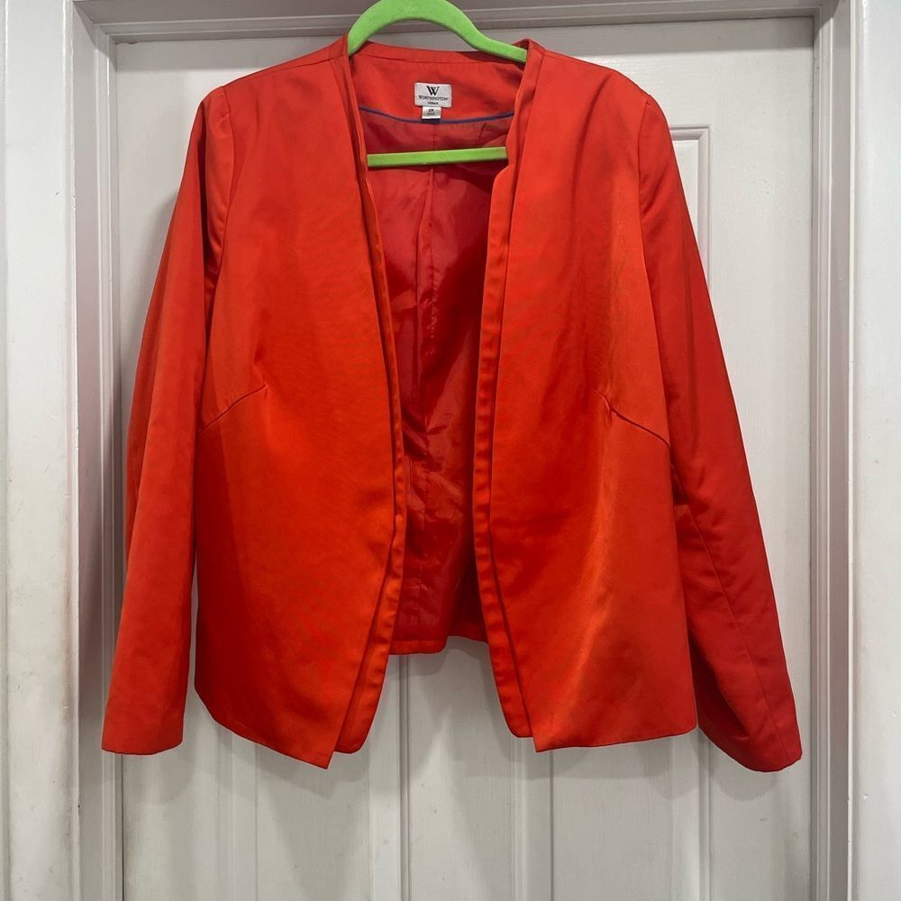 Orange worthington blazer with shoulder pads open front size 2X EUC